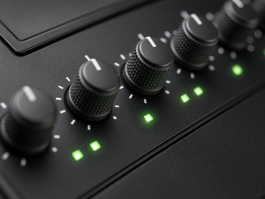 Interface gain stages with soft LED meters.
